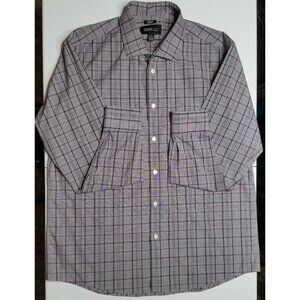 Kenneth Cole Awearness Long Sleeve Button Up Gray Check Shirt Men's 17 34/35